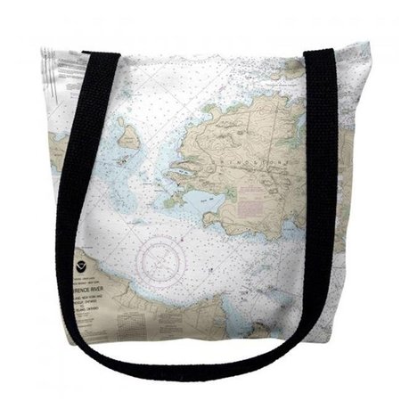 BETSY DRAKE Betsy Drake TY14774GRM 16 x 16 in. Grindstone Island New York Nautical Map Tote Bag - Medium TY14774GRM